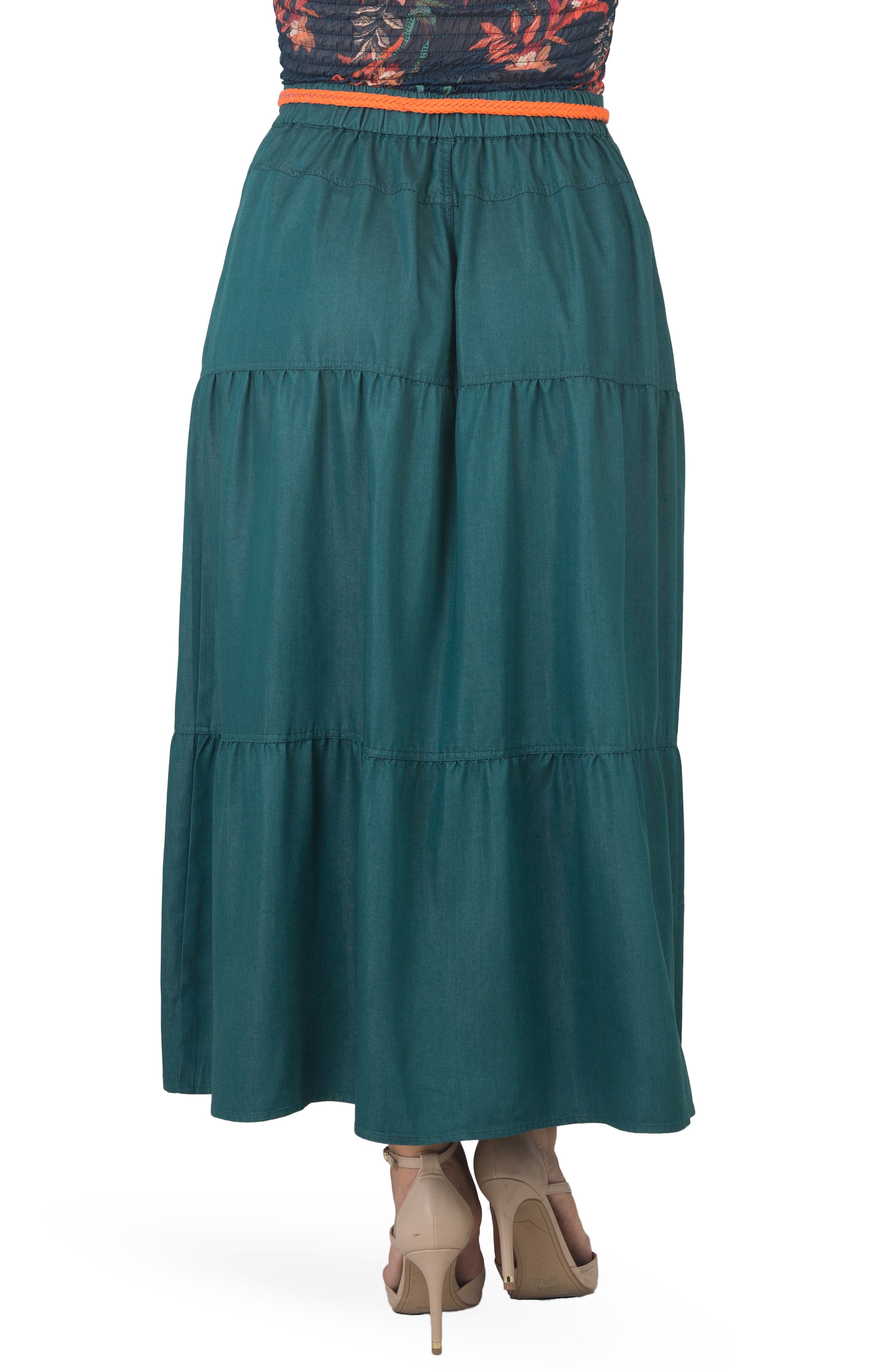 Denim Maxi Peasant Skirt - image 2