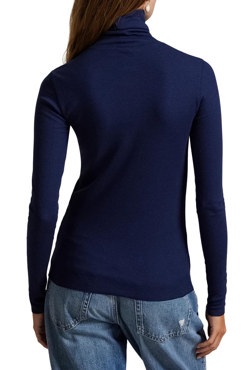 Polo Ralph Lauren Rib Turtleneck Top, Alternate, color, Newport Navy