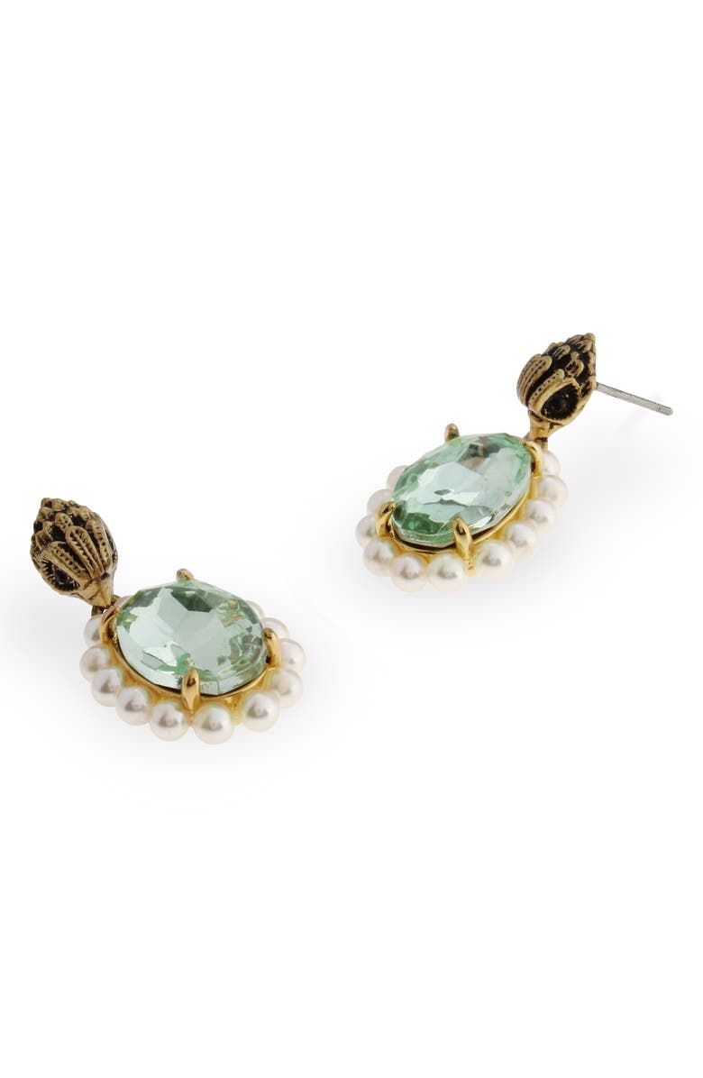 Kurt Geiger London Eagle Head Crystal Drop Earrings, Alternate, color, Light Green