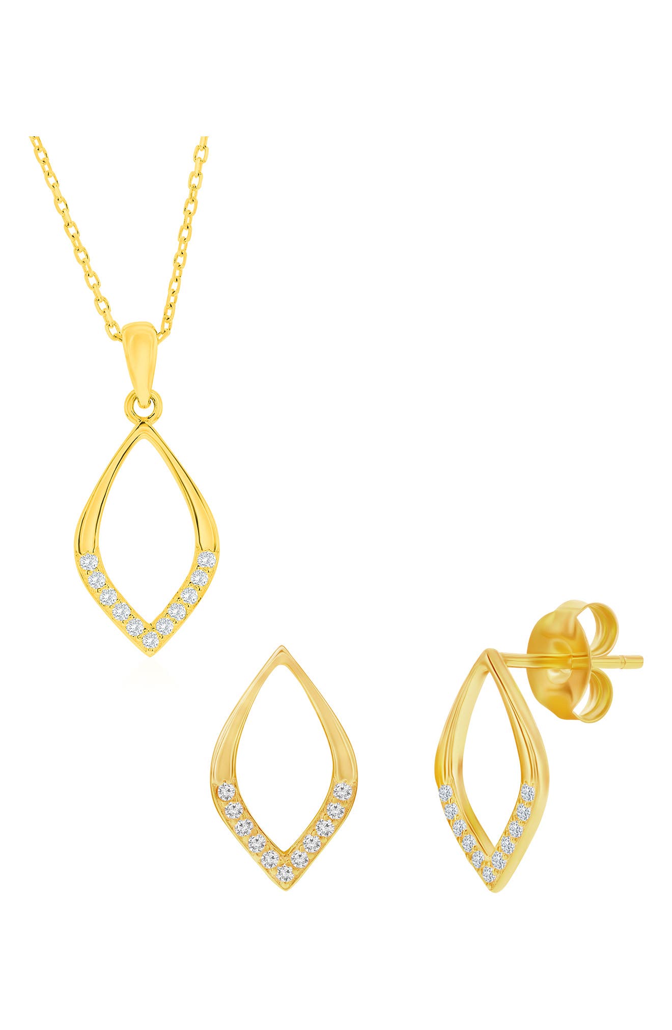 SIMONA Cubic Zirconia Marquise Stud Earrings & Pendant Necklace Set