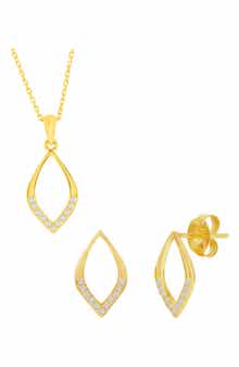 SIMONA Cubic Zirconia Marquise Stud Earrings & Pendant Necklace Set