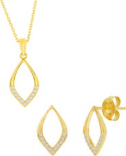 SIMONA Cubic Zirconia Marquise Stud Earrings & Pendant Necklace Set