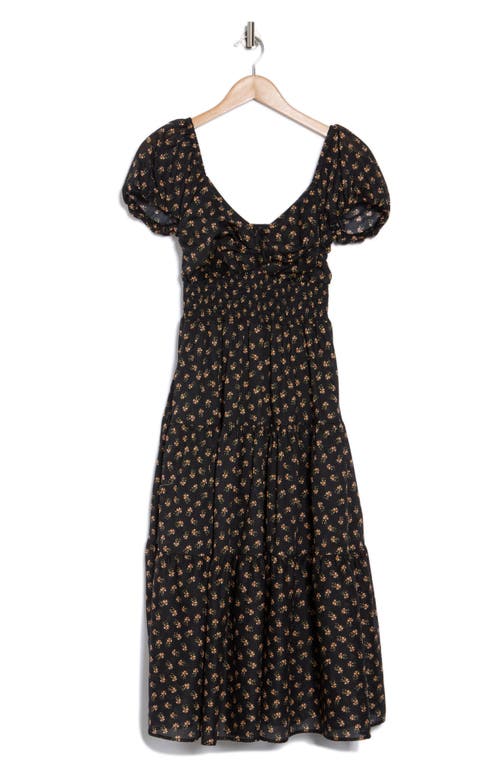 Melloday Ditsy Print Midi Dress In Black Multi