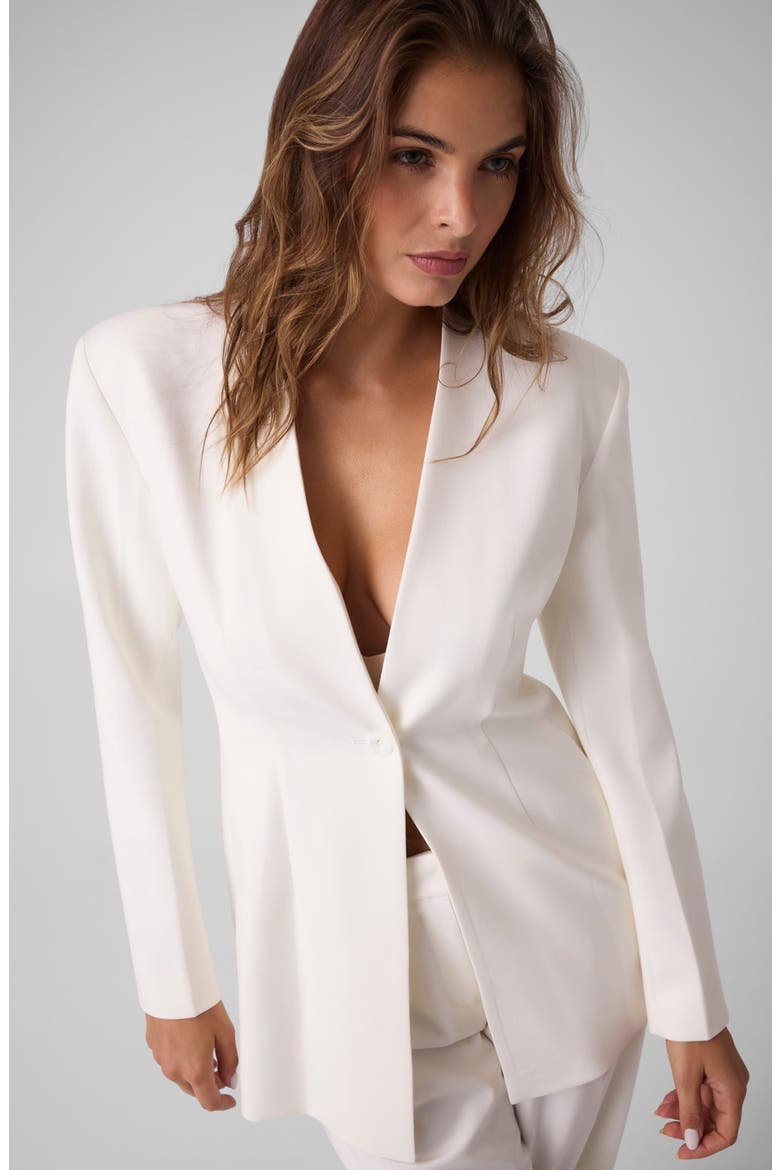 One-Button Structured Blazer, Alternate, color, OPEN WHITE
