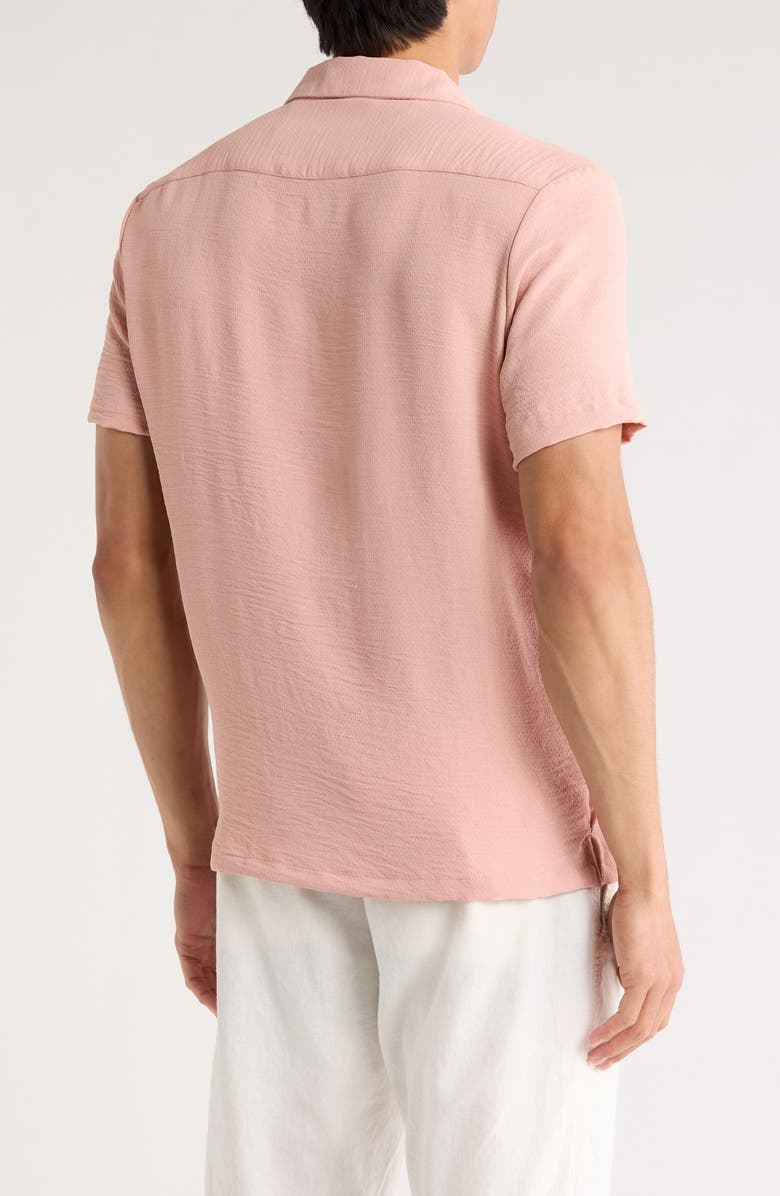 DENIM AND FLOWER Texture Woven Short Sleeve Button-Up Shirt, Alternate, color,