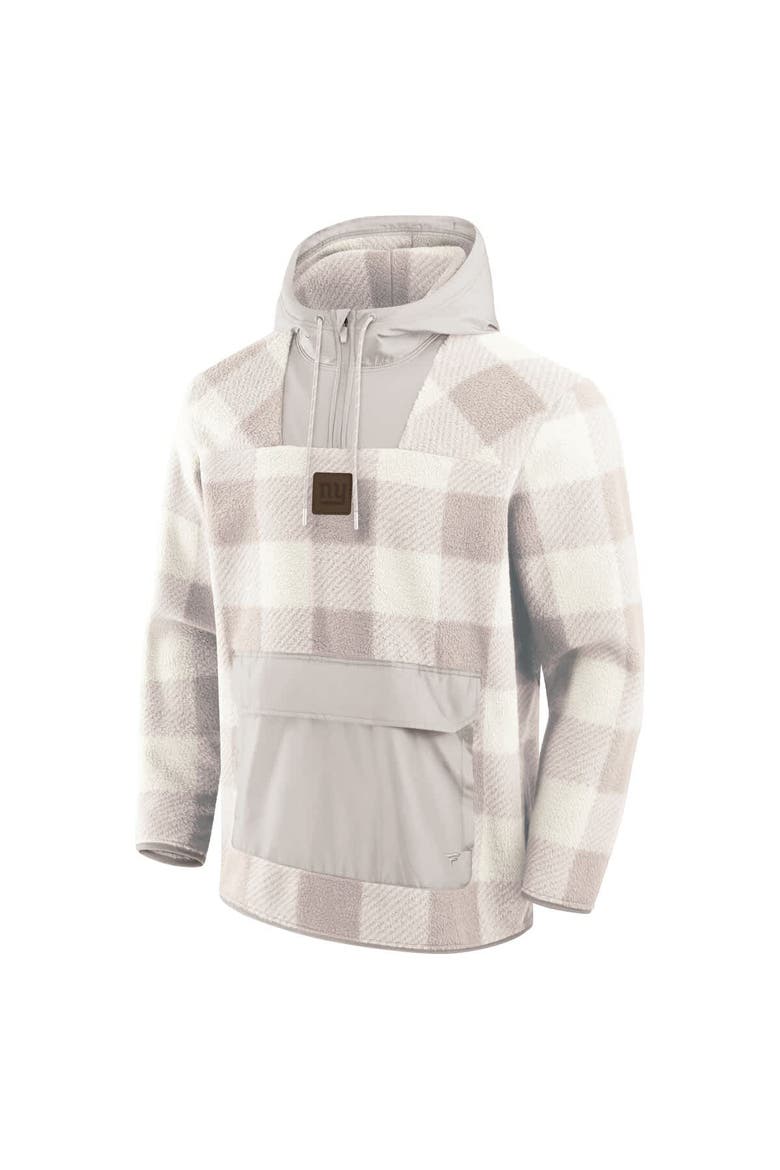 Men's Fanatics Gray New York Giants Elements Plaid Polar Fleece Quarter-Zip Hoodie, Alternate, color, Gray