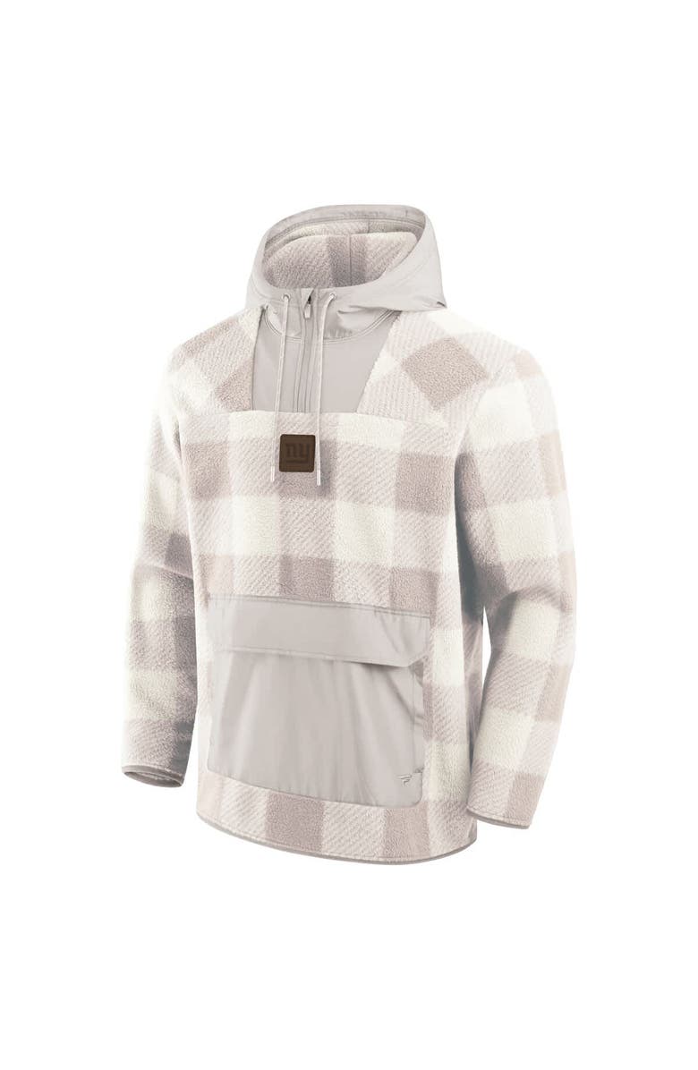 FANATICS Men's Fanatics Gray New York Giants Elements Plaid Polar Fleece Quarter-Zip Hoodie, Alternate, color, Gray