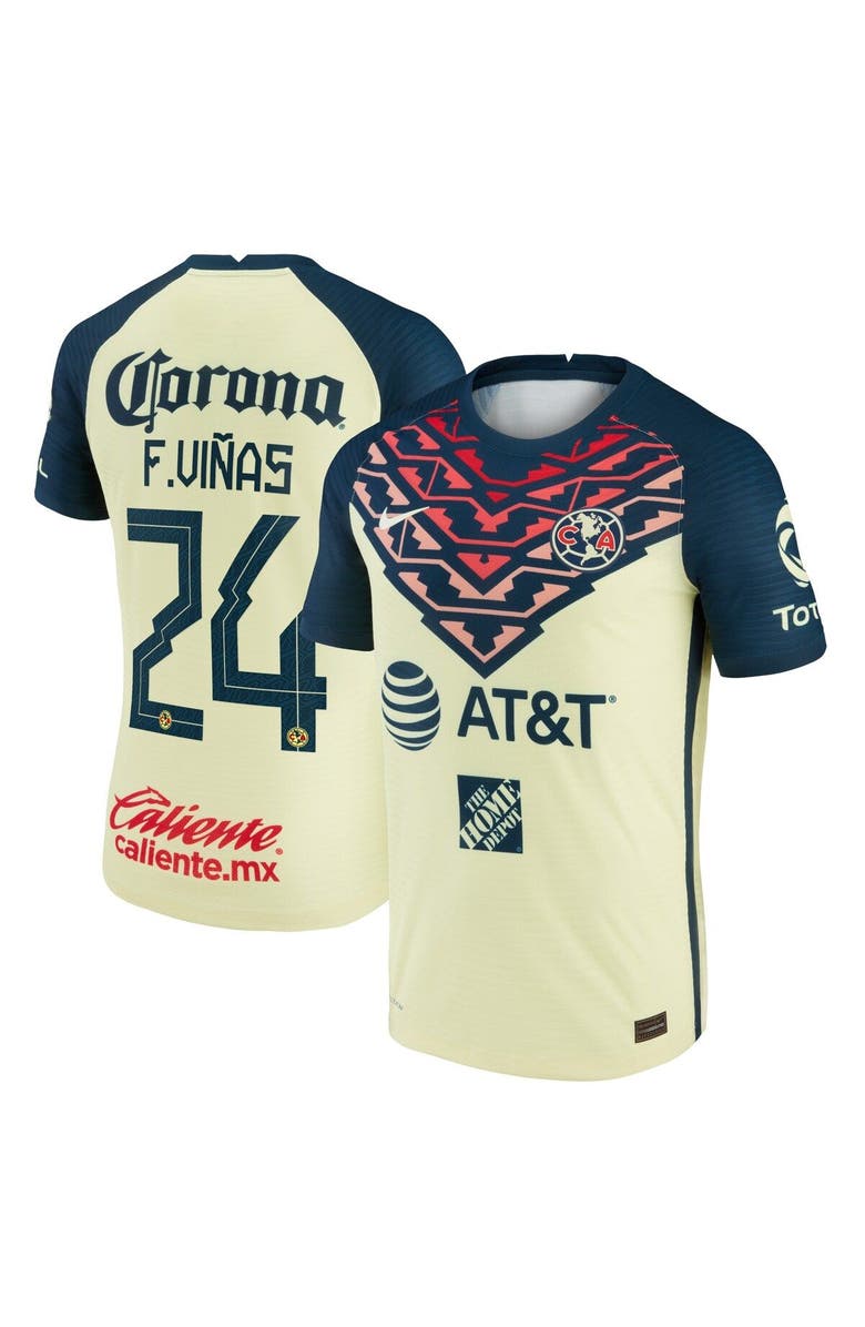 Nike Men's Nike Federico Viñas Yellow Club America 2021/22 Home Vapor Match Authentic Player Jersey, Main, color,