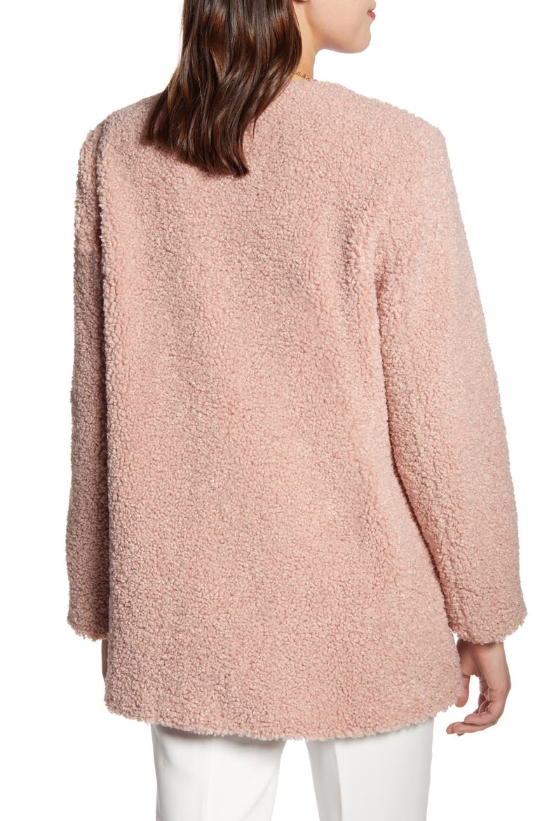 Jewel Neck Teddy Coat, Alternate, color, BLUSH