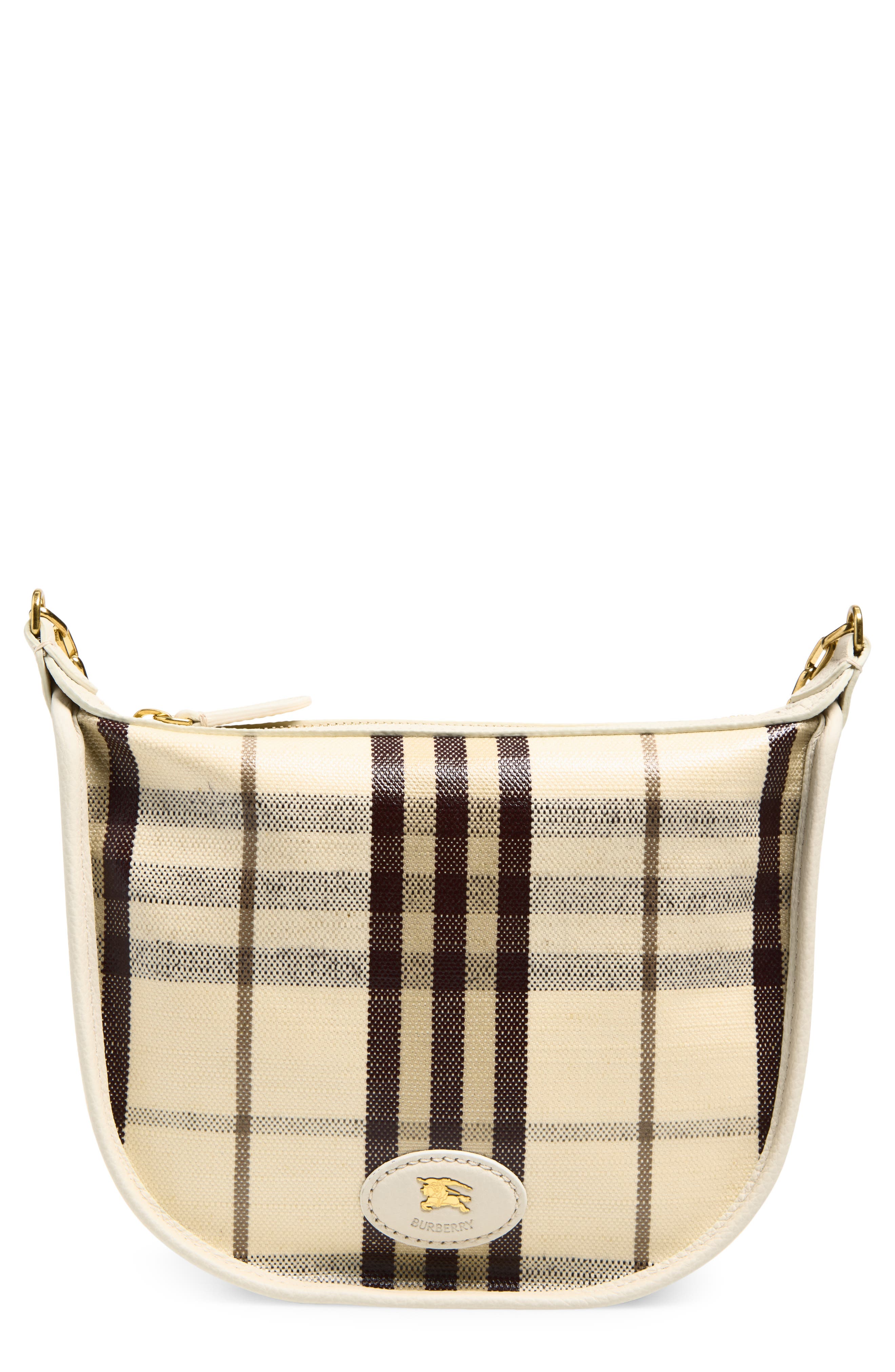 Burberry Coated Canvas Shoulder Bag, Main, color, Light Beige