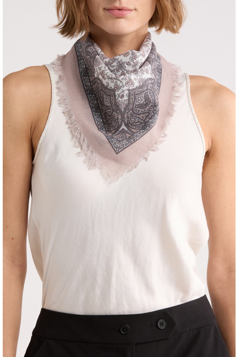 Paisley Cotton Square Scarf, Main, color, LIGHT NEUTRAL