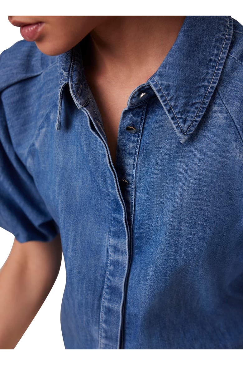 Denim Puff Sleeve Shirt, Alternate, color, Blue