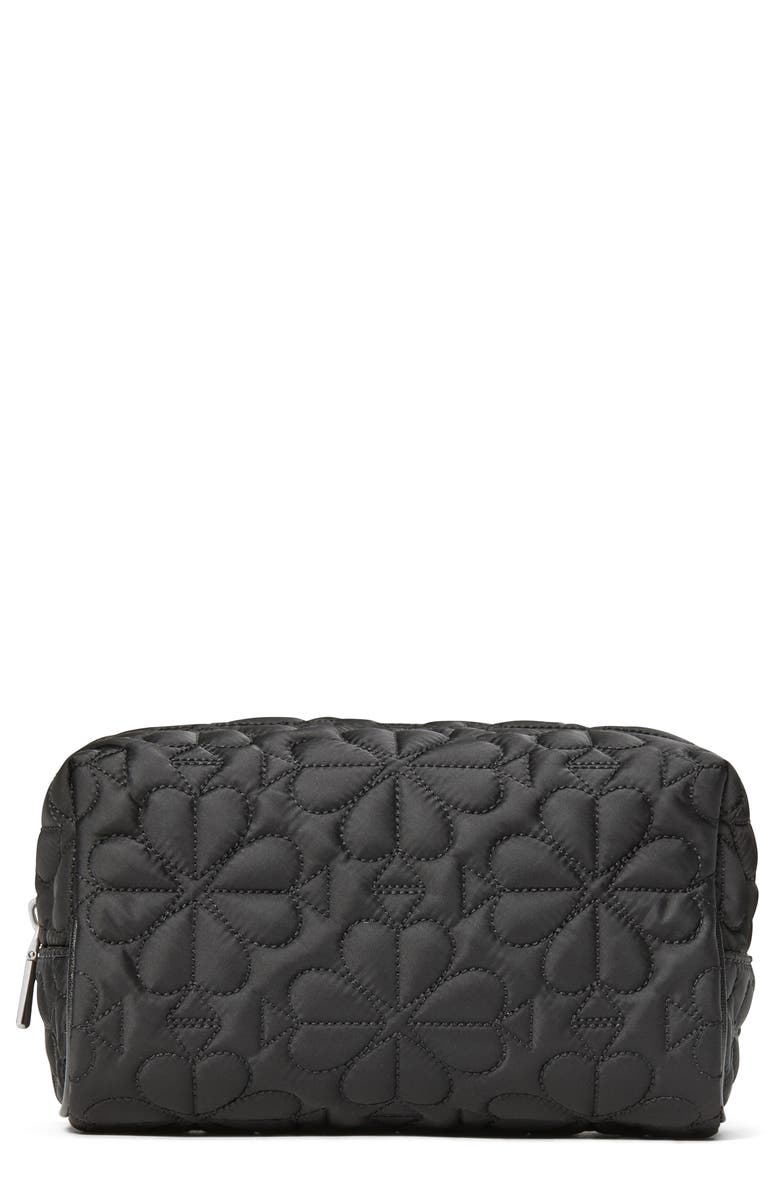 Kate Spade New York small tilly quilted fabric cosmetics case, Main, color, Black
