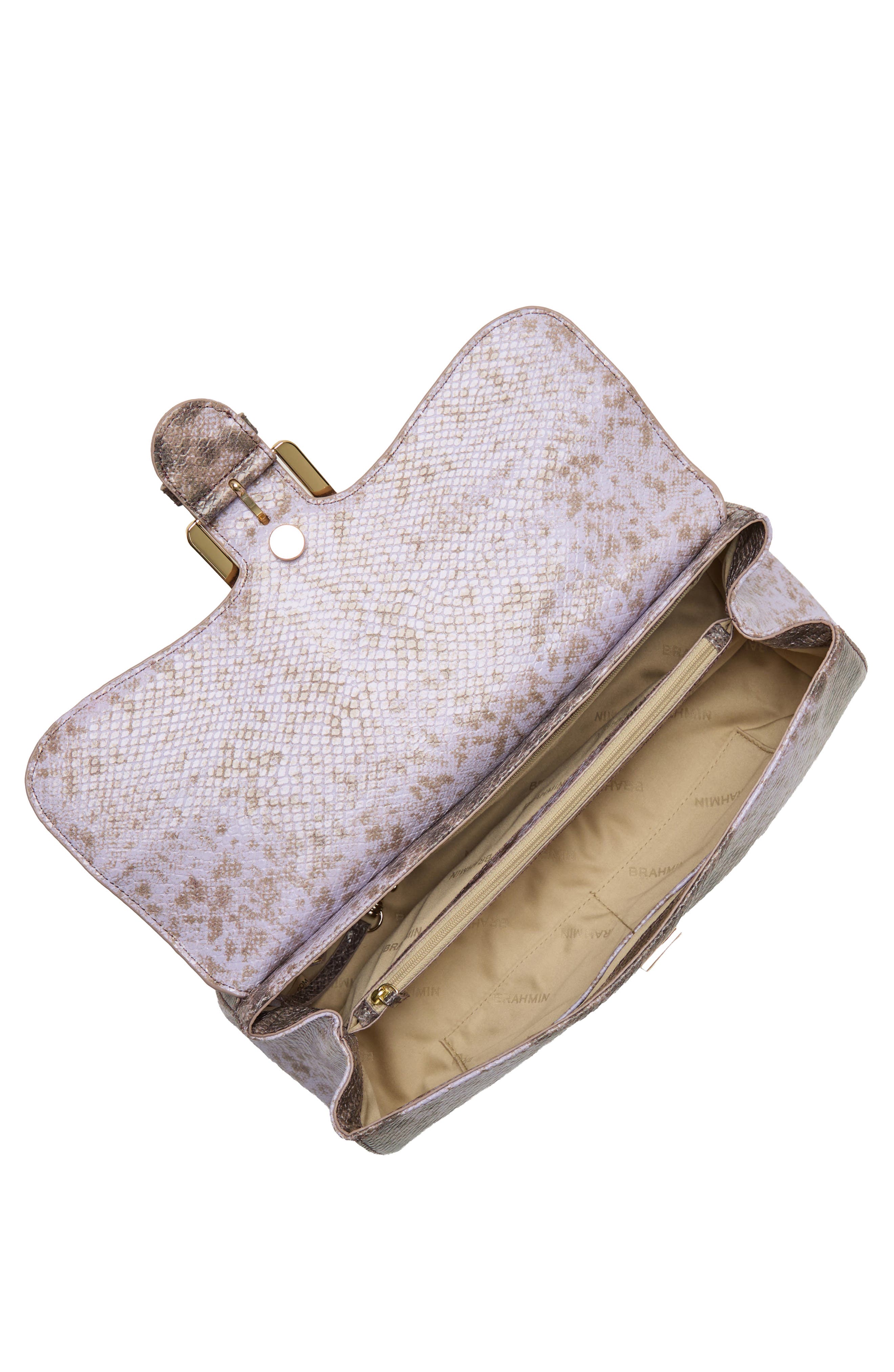 Brahmin Dayan Snakeskin Embossed Leather Satchel, Alternate, color, Sheer Lavender