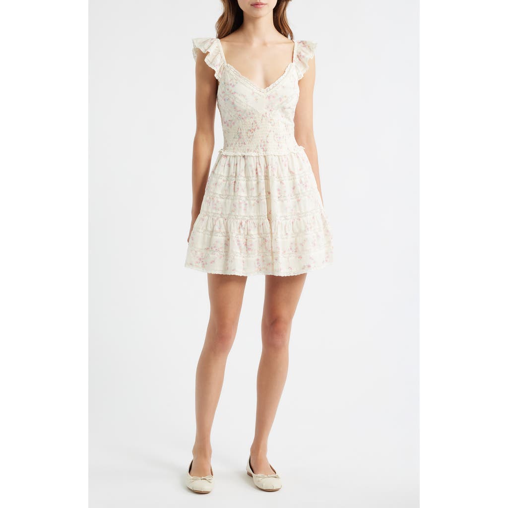 Loveshackfancy Finny Tiered Cotton Fit & Flare Minidress In Neutral