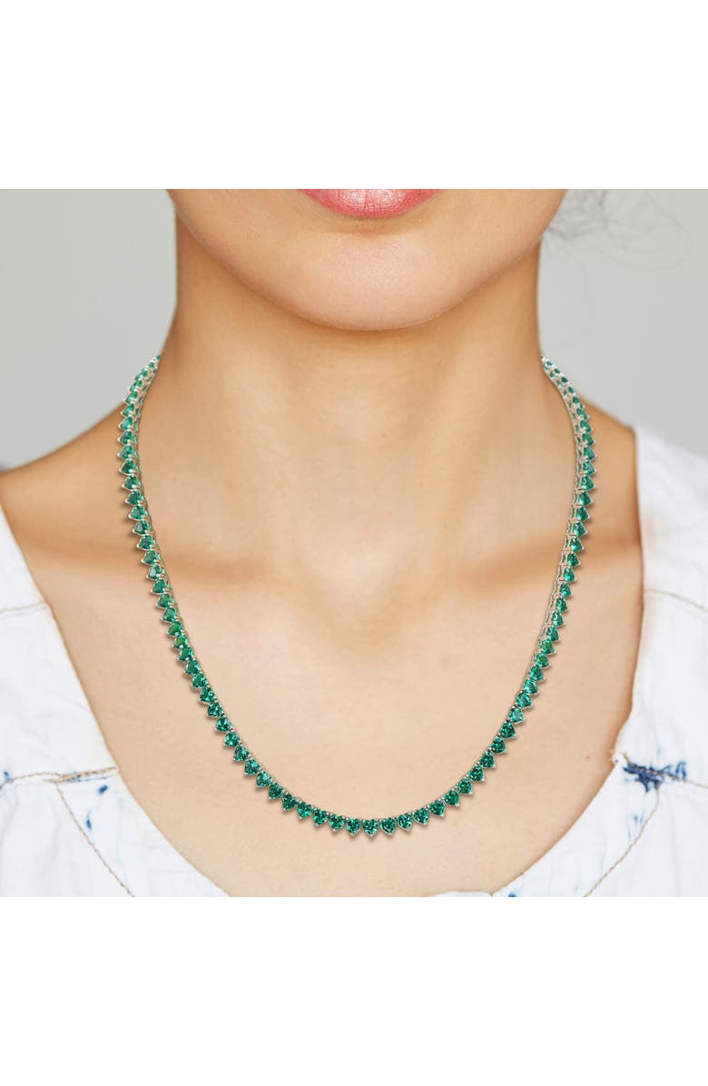 Julianna B. Lab-Created Emerald Heart Tennis Necklace, Alternate, color, Emerald