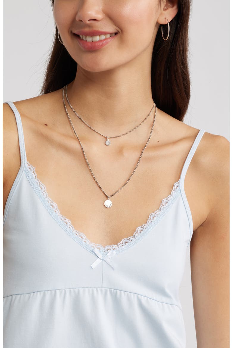 Lace Trim Stretch Cotton Camisole, Alternate, color, BLUE BIRD