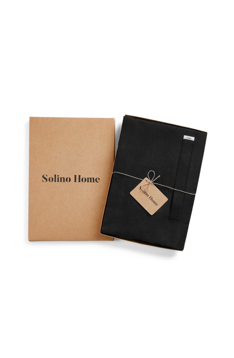 Solino Home Linen Apron - Linen Midi Bistro Apron, Alternate, color, Black