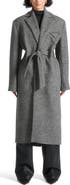 Manière De Voir Jena Wide Shoulder Wool Coat with Cinch Belt