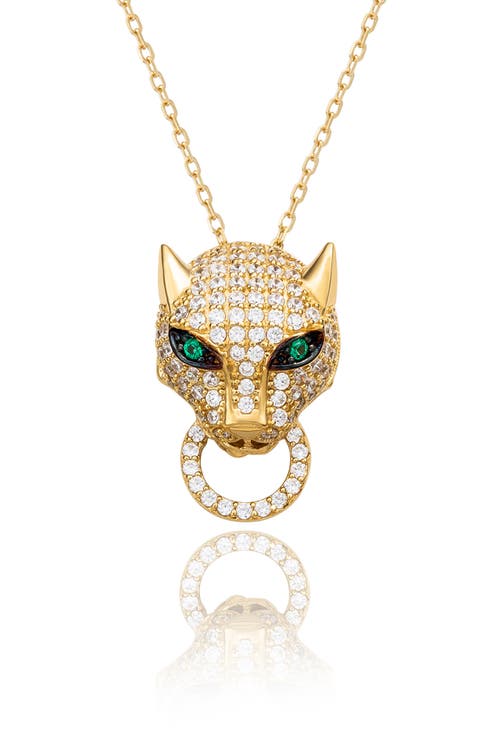 Pavé Cubic Zirconia Panther Ring Pendant Necklace