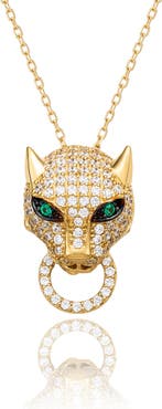 SUZY LEVIAN Pavé Cubic Zirconia Panther Ring Pendant Necklace