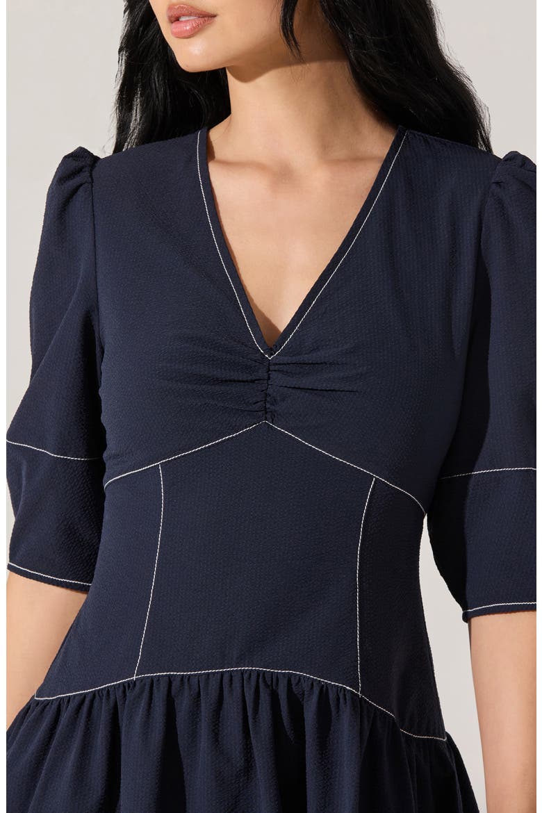 Samarra Topstitch Midi Dress, Alternate, color, NAVY