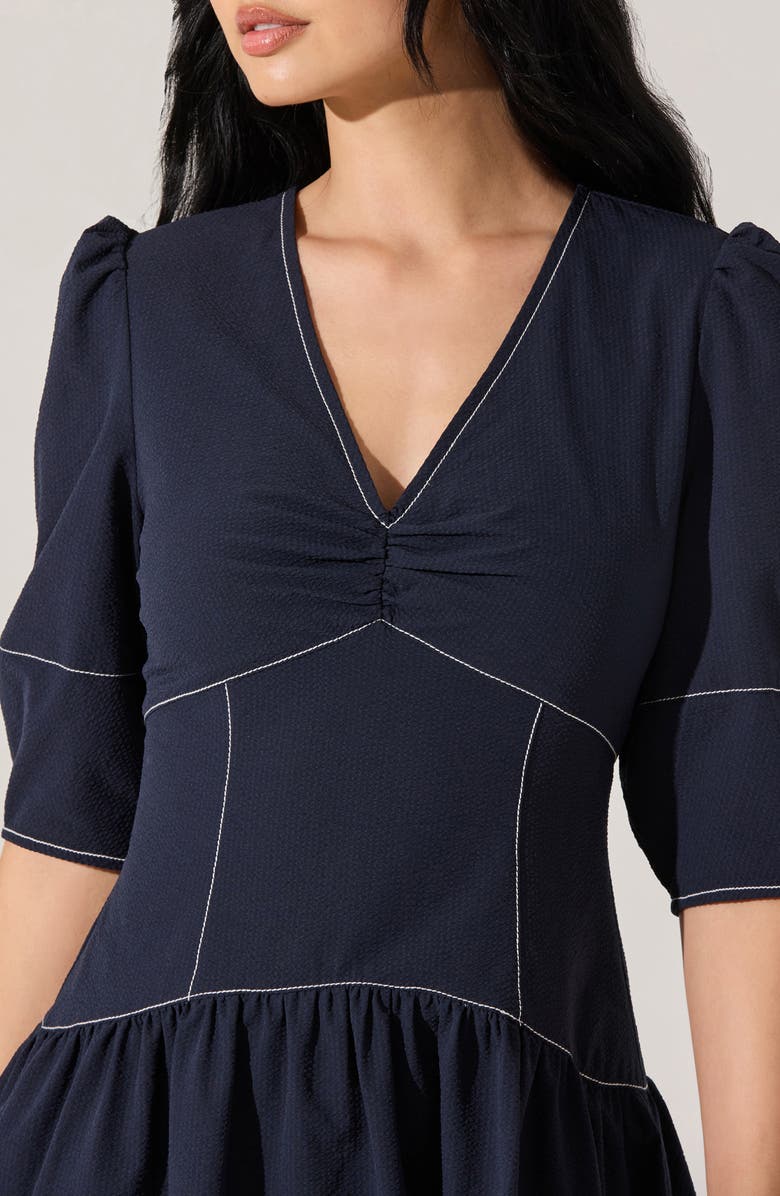 ASTR the Label Samarra Topstitch Midi Dress, Alternate, color, Navy