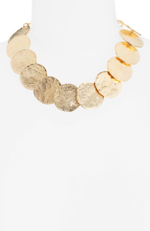 Kenneth Jay Lane Hammered Coin Statement Necklace In Gold