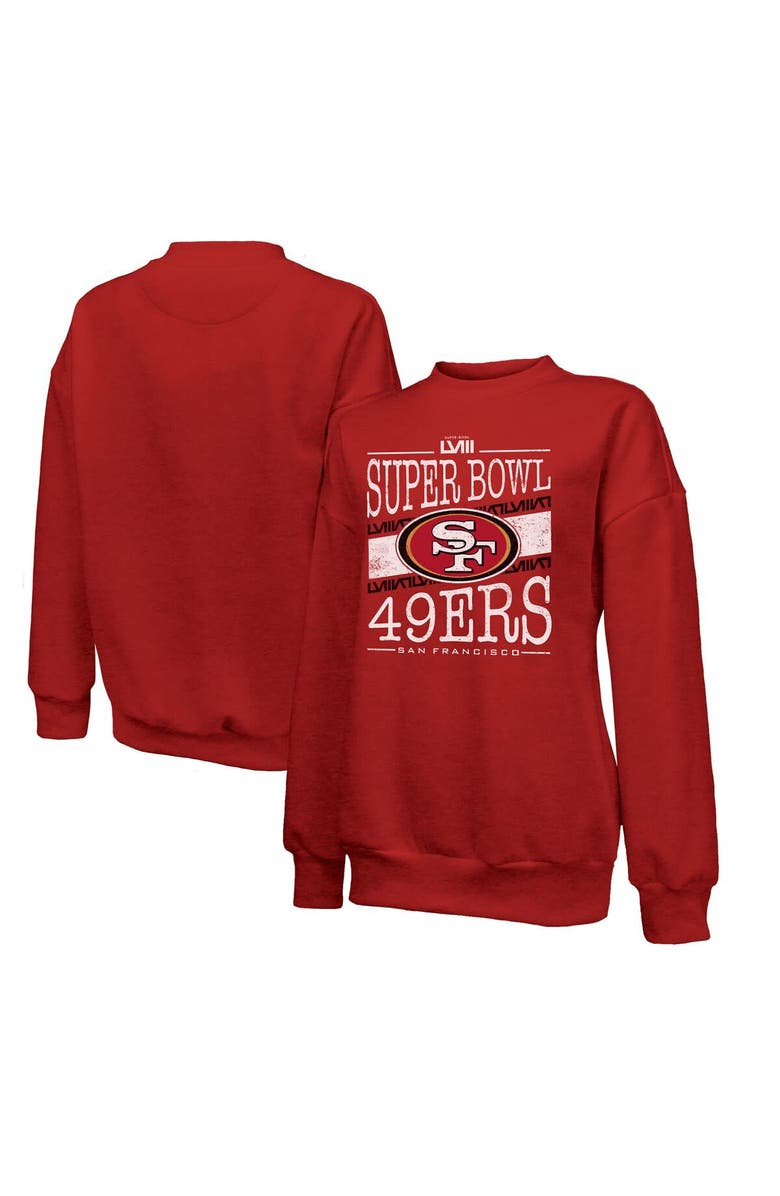 Majestic Threads Women's Majestic Threads  Scarlet San Francisco 49ers Super Bowl LVIII Primetime Tri-Blend Pullover Sweatshirt, Alternate, color, 