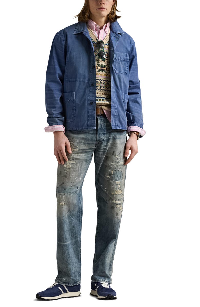 Polo Ralph Lauren Distressed Low Straight Jeans, Alternate, color, Down Deck