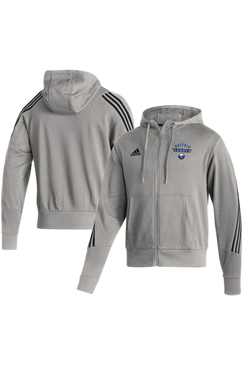 Men's adidas Heathered Gray Buffalo Sabres Fashion Full-Zip Hoodie, Alternate, color, Heather Gray
