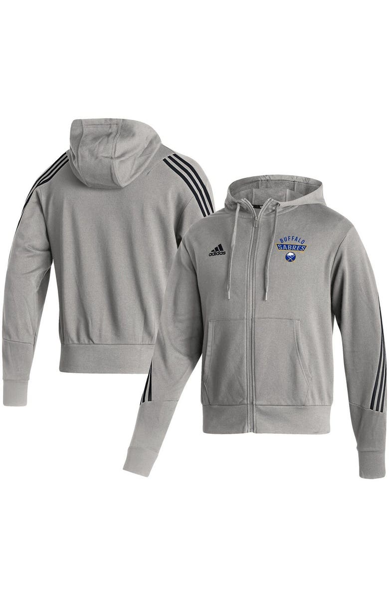 adidas Men's adidas Heathered Gray Buffalo Sabres Fashion Full-Zip Hoodie, Alternate, color, 