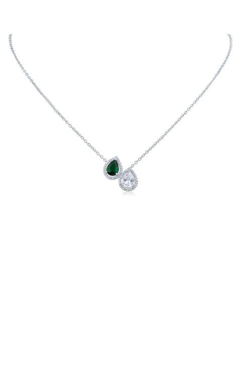 Pear Shape Cubic Zirconia Double Pendant Necklace