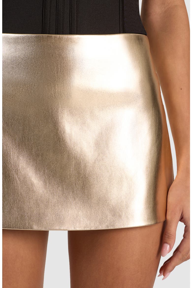 Metallic Faux Leather Miniskort, Alternate, color, GOLD