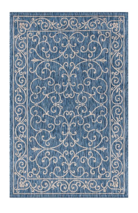 Charleston Vintage Filigree Textured Weave Indoor/Outdoor Area Rug