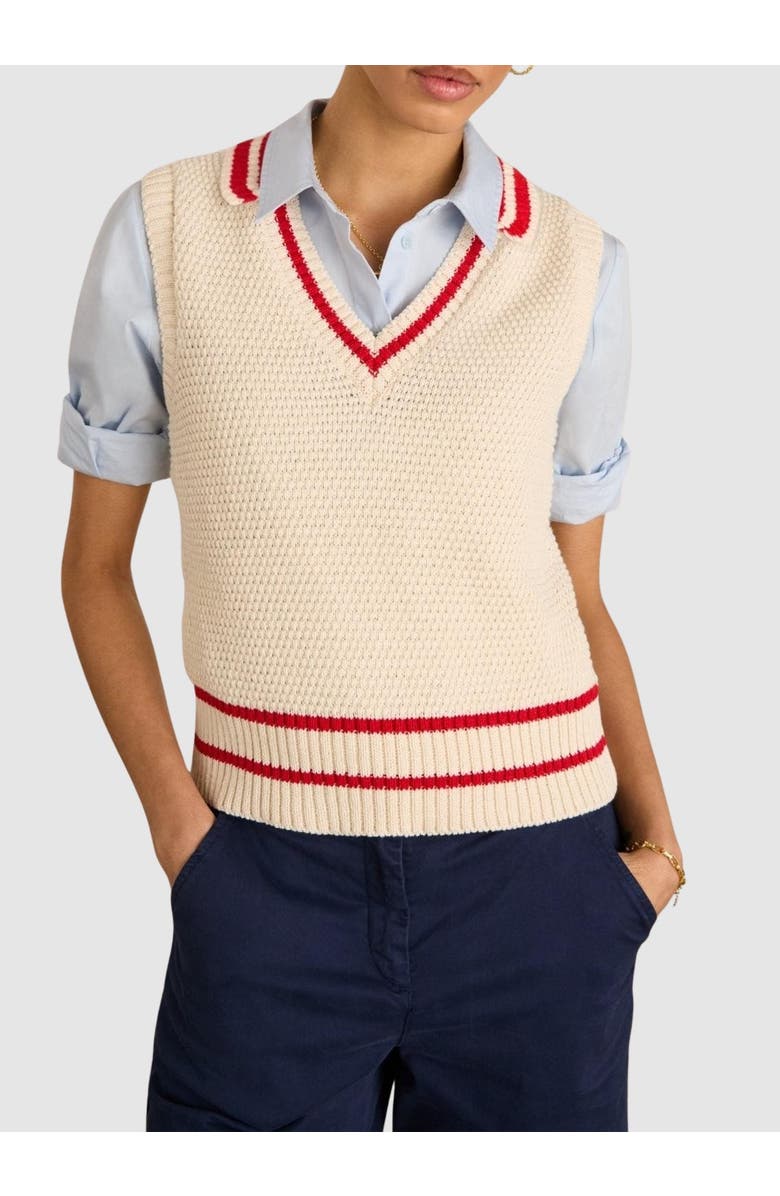 81043072 Agnes Ecotec Knitted Vest, Alternate, color, Cream & Crimson