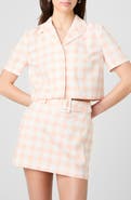 French Connection Gingham Crop Linen Blend Shirt