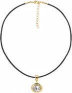 BY ADINA EDEN Colored CZ Oval Bezel Pendant & Rope Chain Choker Necklace