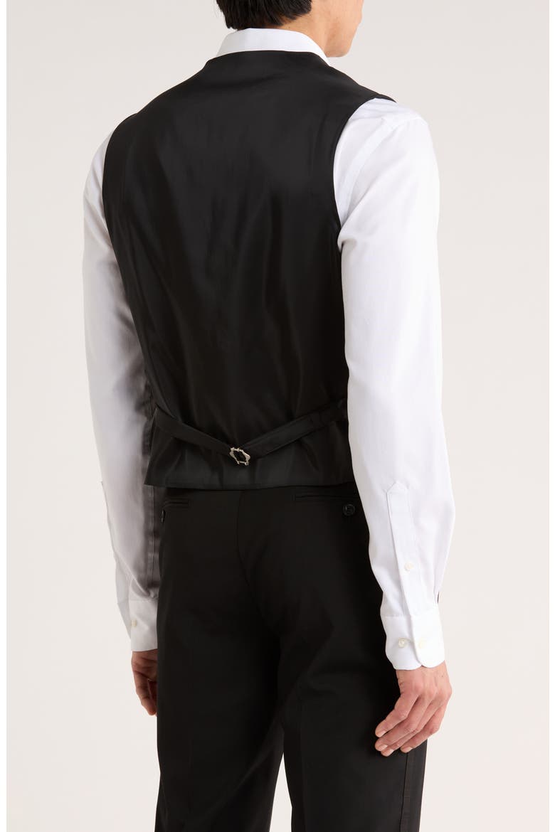 Stretch Wool Blend Tuxedo Vest, Alternate, color, BLACK TWILL