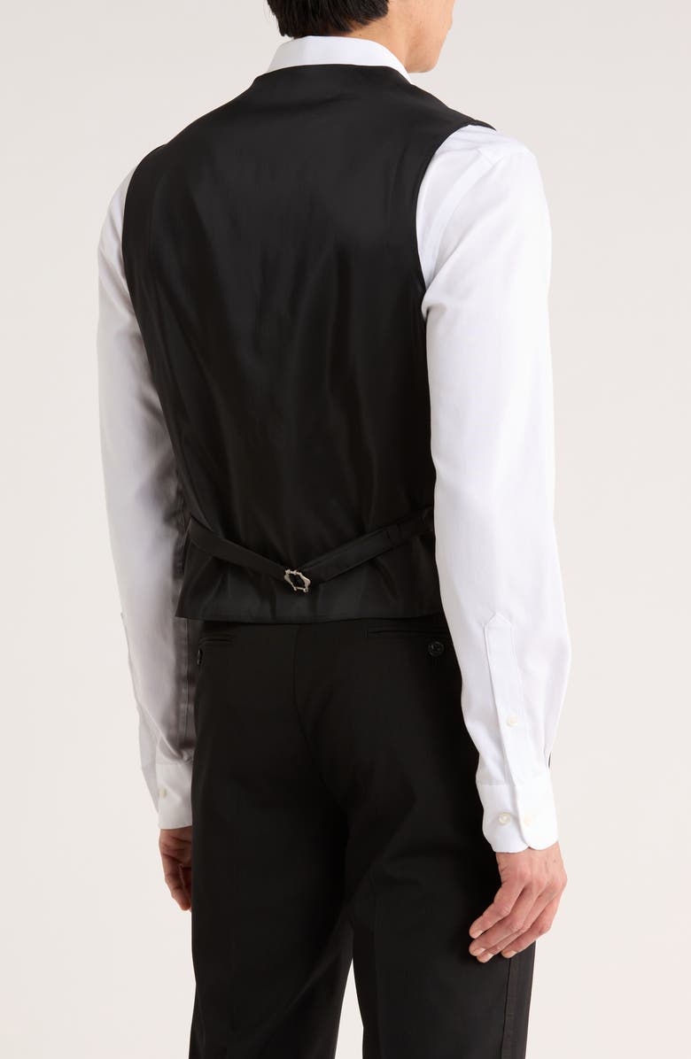 Tommy Hilfiger Stretch Wool Blend Tuxedo Vest, Alternate, color, Black Twill