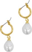 Adornia 14K Yellow Gold Plated 10mm Freshwater Pearl Huggie Drop Earrings