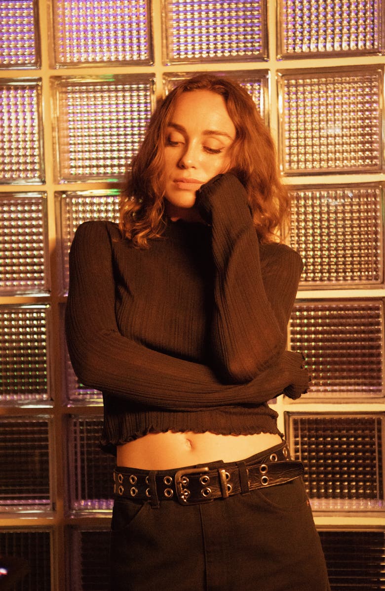 Brixton Rib Funnel Neck Top, Alternate, color, Washed Black