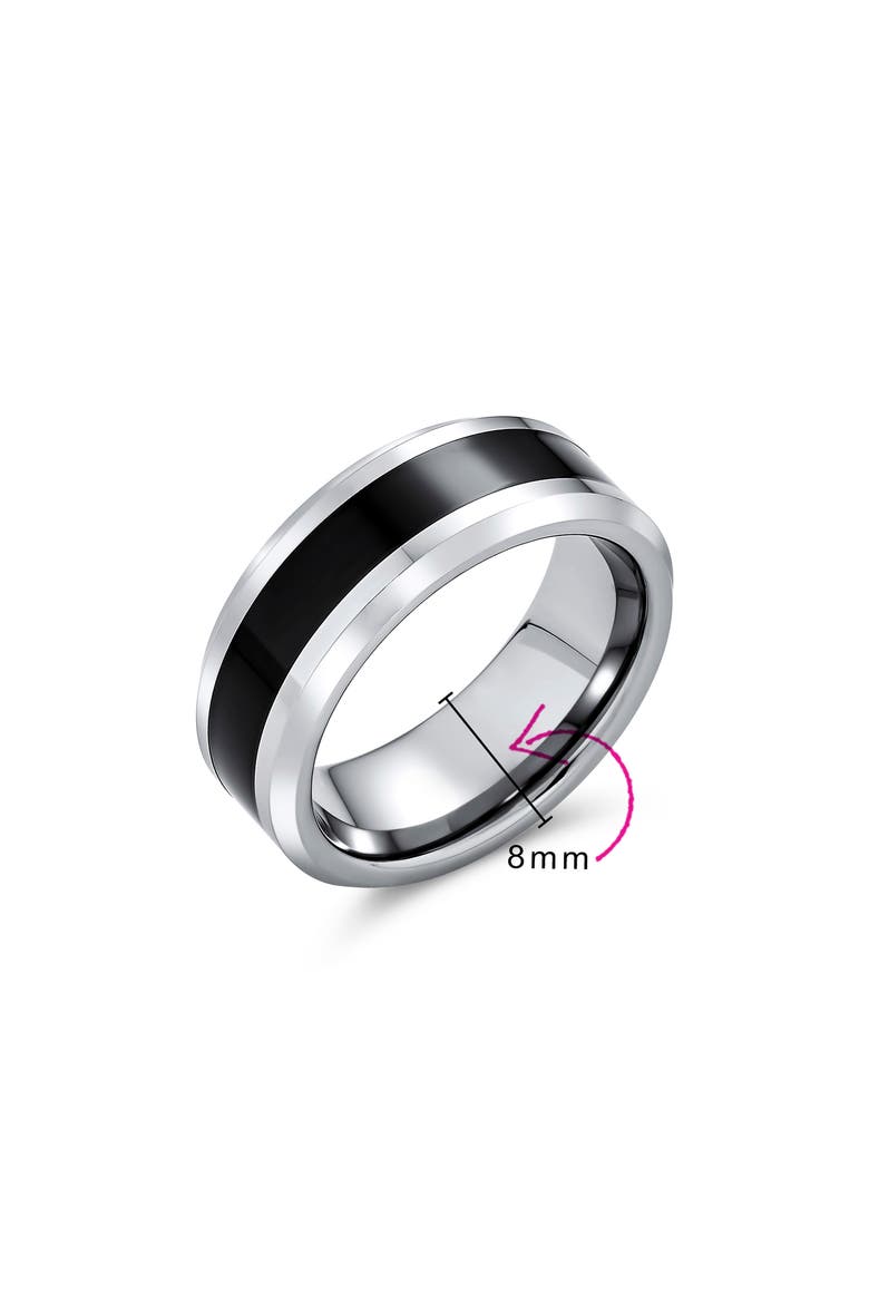 Men's Two-Tone Stripe Titanium Band Ring, Alternate, color, SILVER