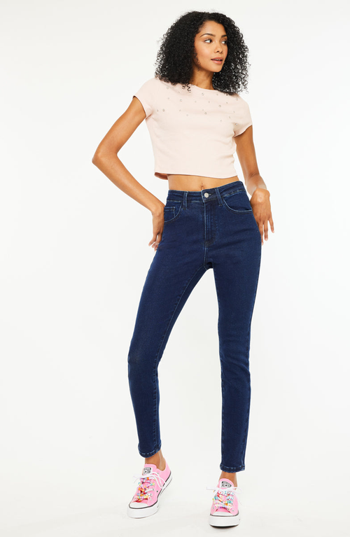 Kancan Bev High Rise Ankle Skinny Jeans In Dark Wash