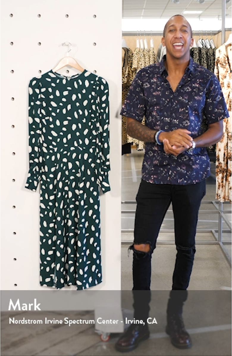 Creed Print Long Sleeve Midi Dress, sales video thumbnail