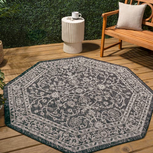 Jonathan Y Palazzo Vine And Border Textured Weave Octagon Indoor/outdoor Area Rug In Gray