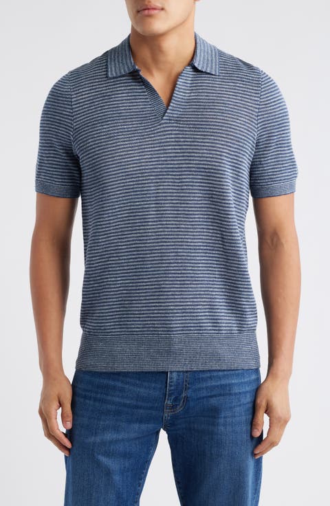 Stripe Linen Sweater Polo