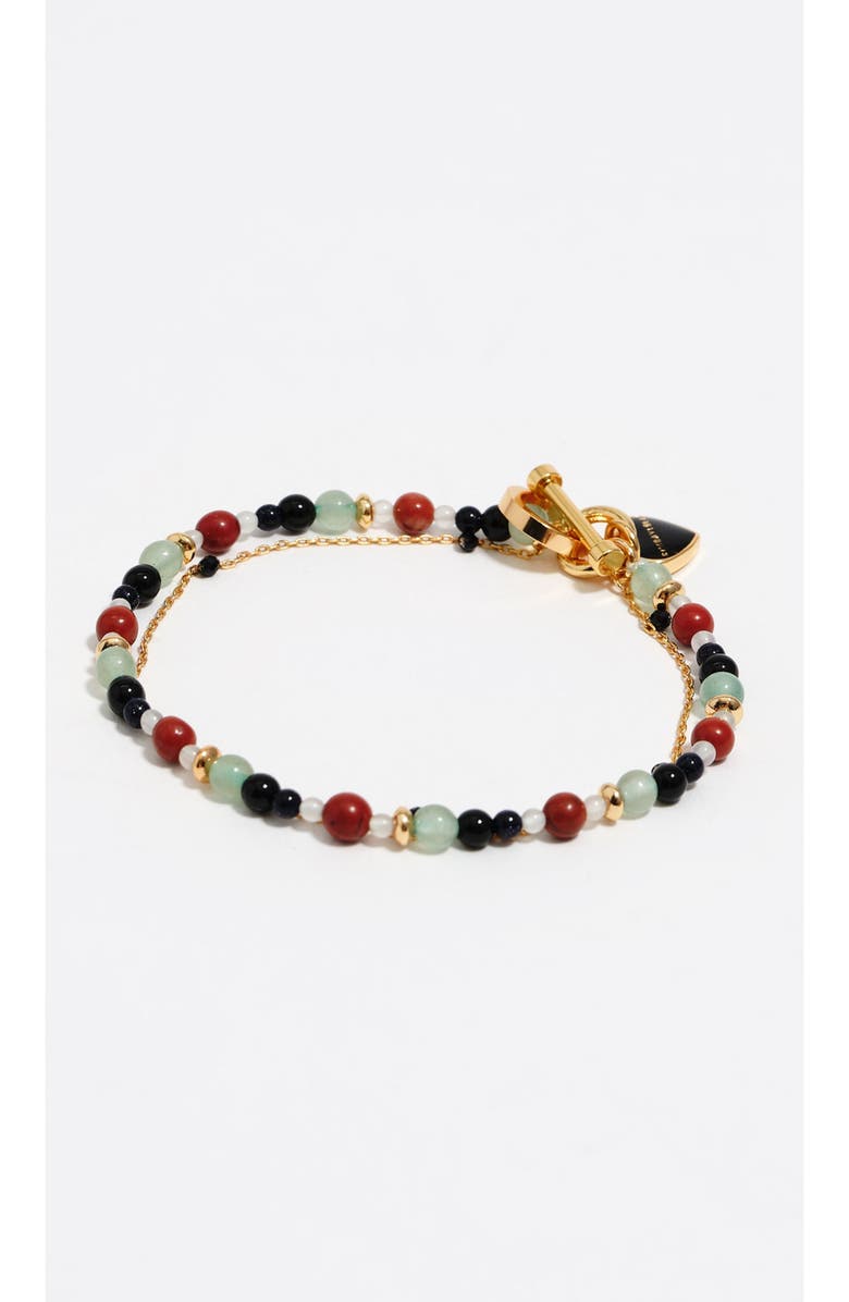 Bimba y Lola Double-Layer Heart Logo Chain Stones Bracelet, Main, color, Black