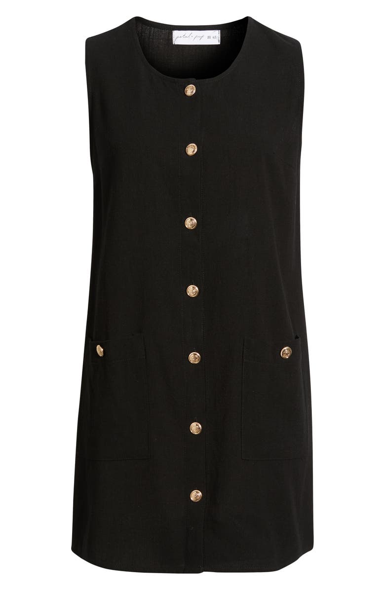 Petal & Pup Button Down Velvet Minidress, Alternate, color, Black