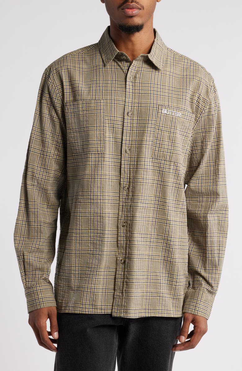 Butter Goods Equipt Plaid Cotton Button-Up Shirt, Main, color,